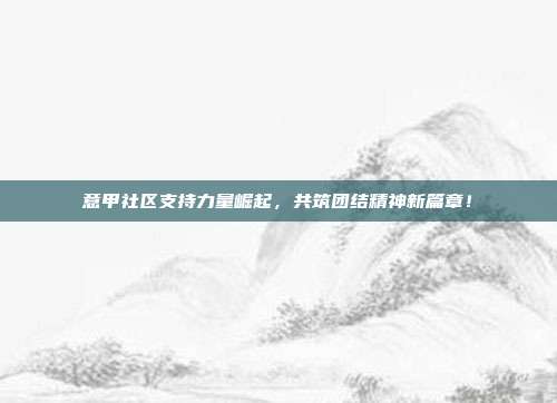 意甲社区支持力量崛起，共筑团结精神新篇章！  第1张