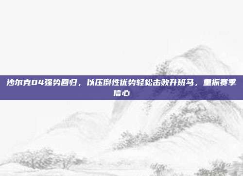 沙尔克04强势回归，以压倒性优势轻松击败升班马，重振赛季信心  第1张